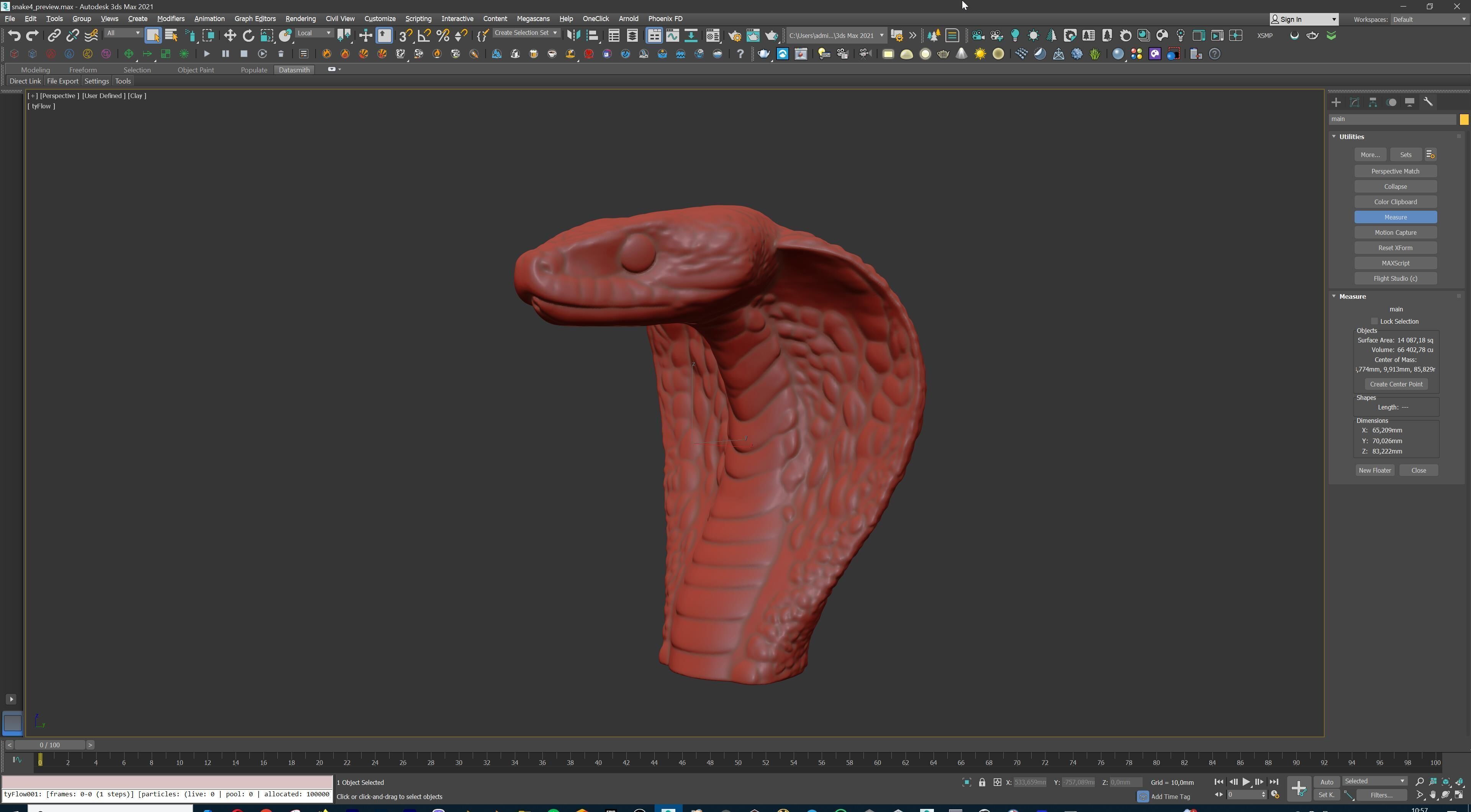 Coiled Snake Form Stylized Serpent Sculpture 3D print model_22