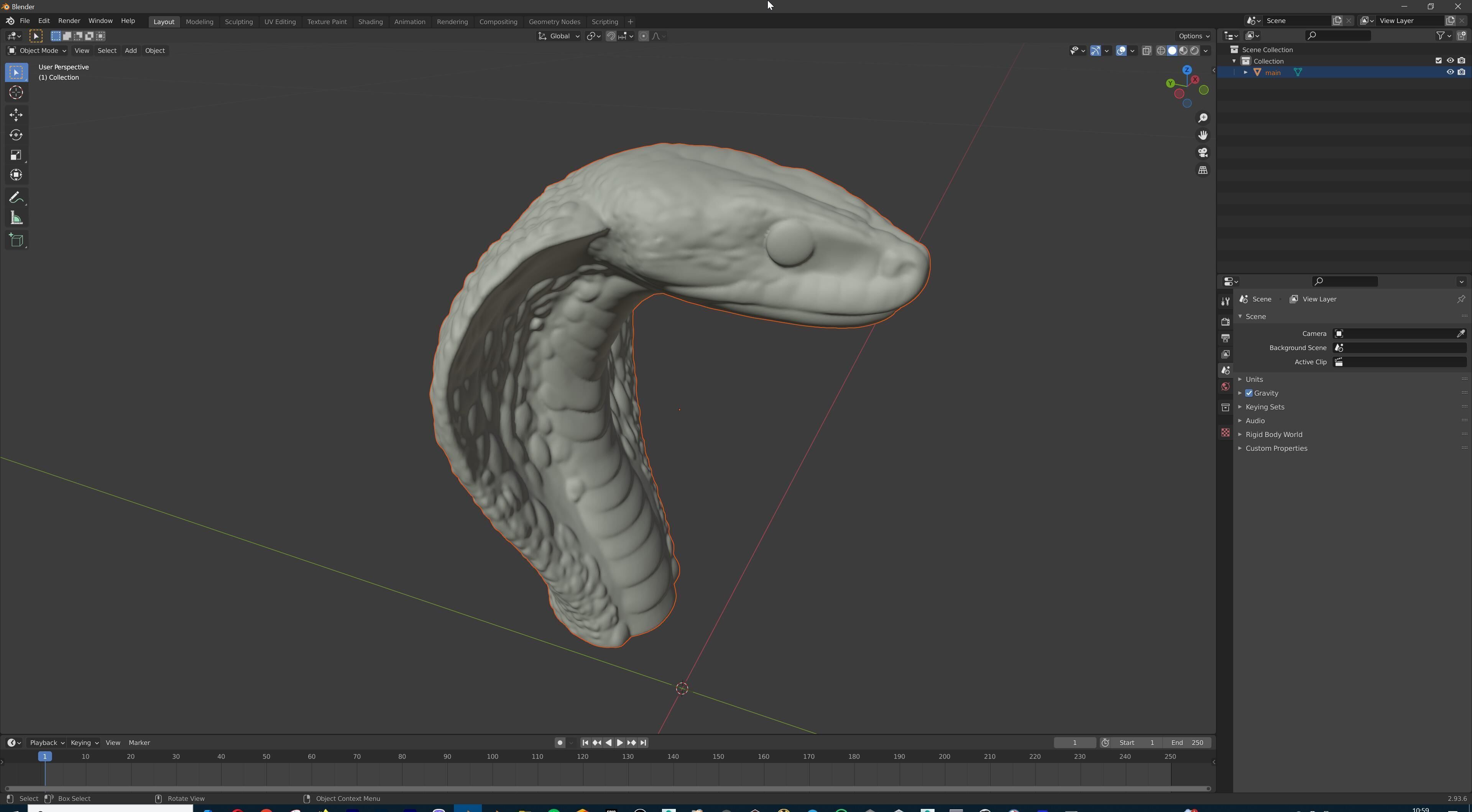 Coiled Snake Form Stylized Serpent Sculpture 3D print model_29