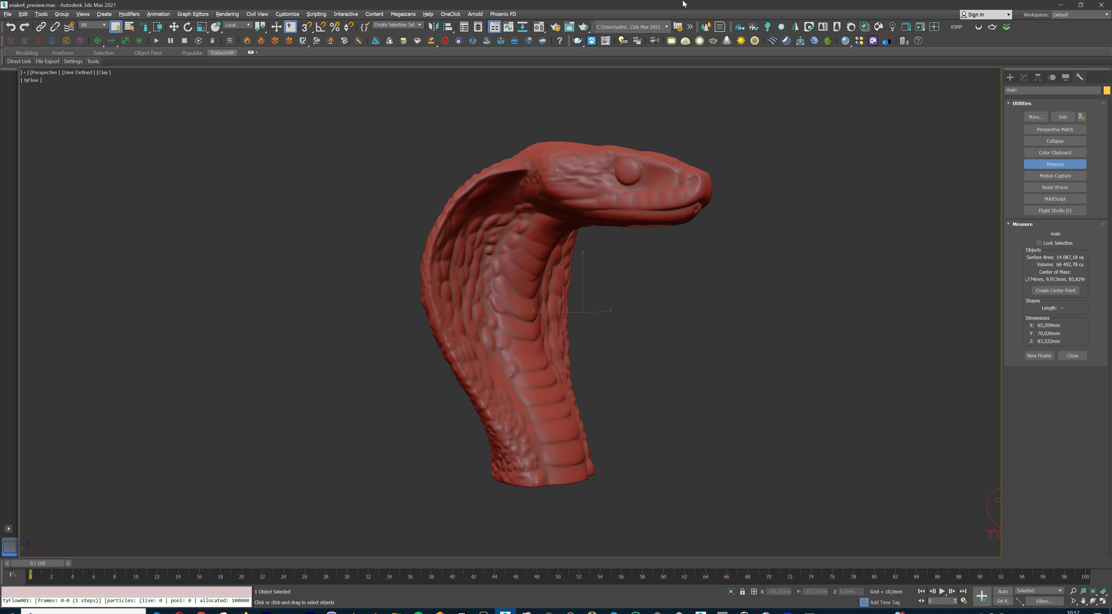 Coiled Snake Form Stylized Serpent Sculpture 3D print model_24