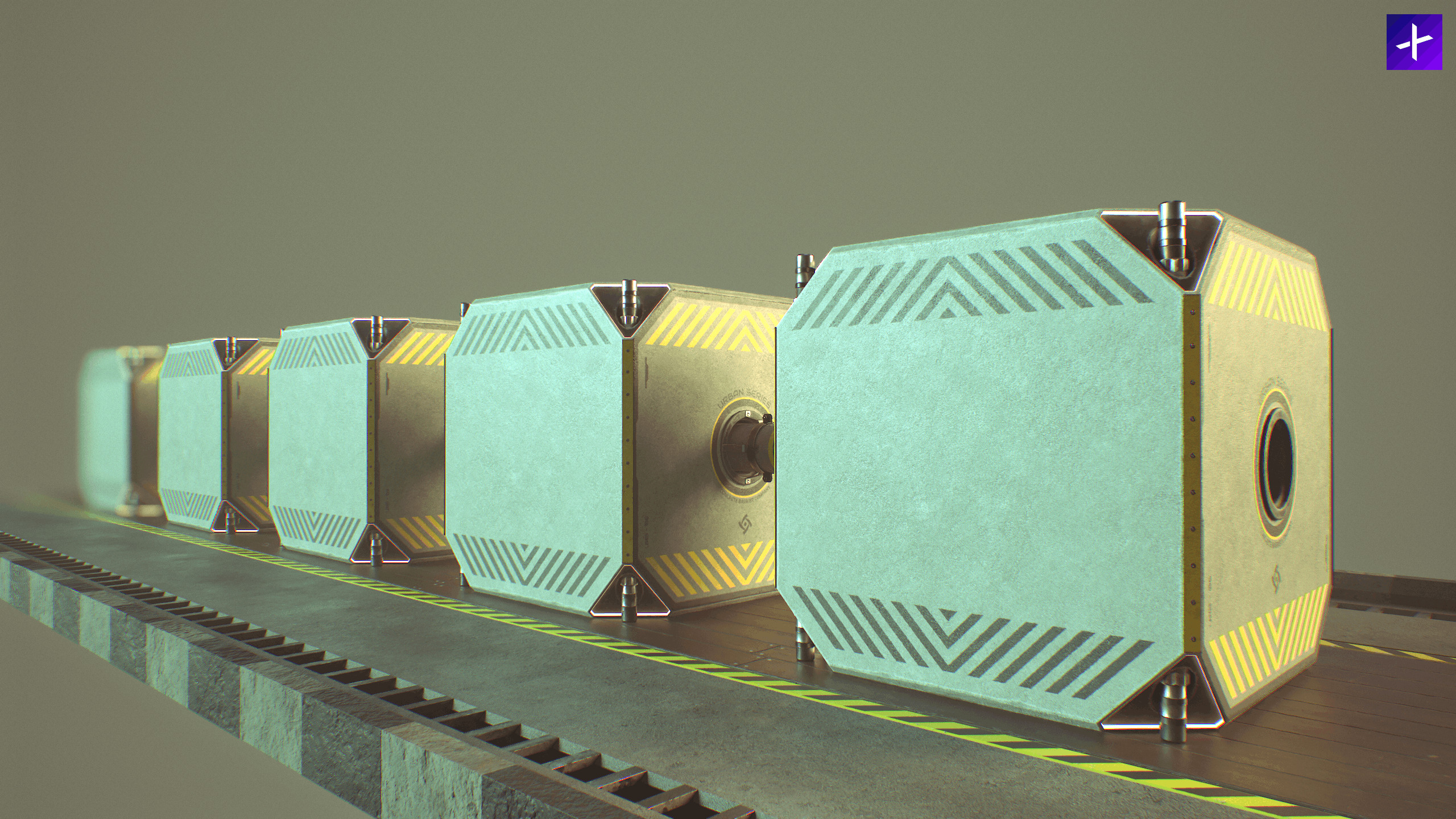 Modular Urban Concrete Barrier Vol 2 Low-poly 3D model_7