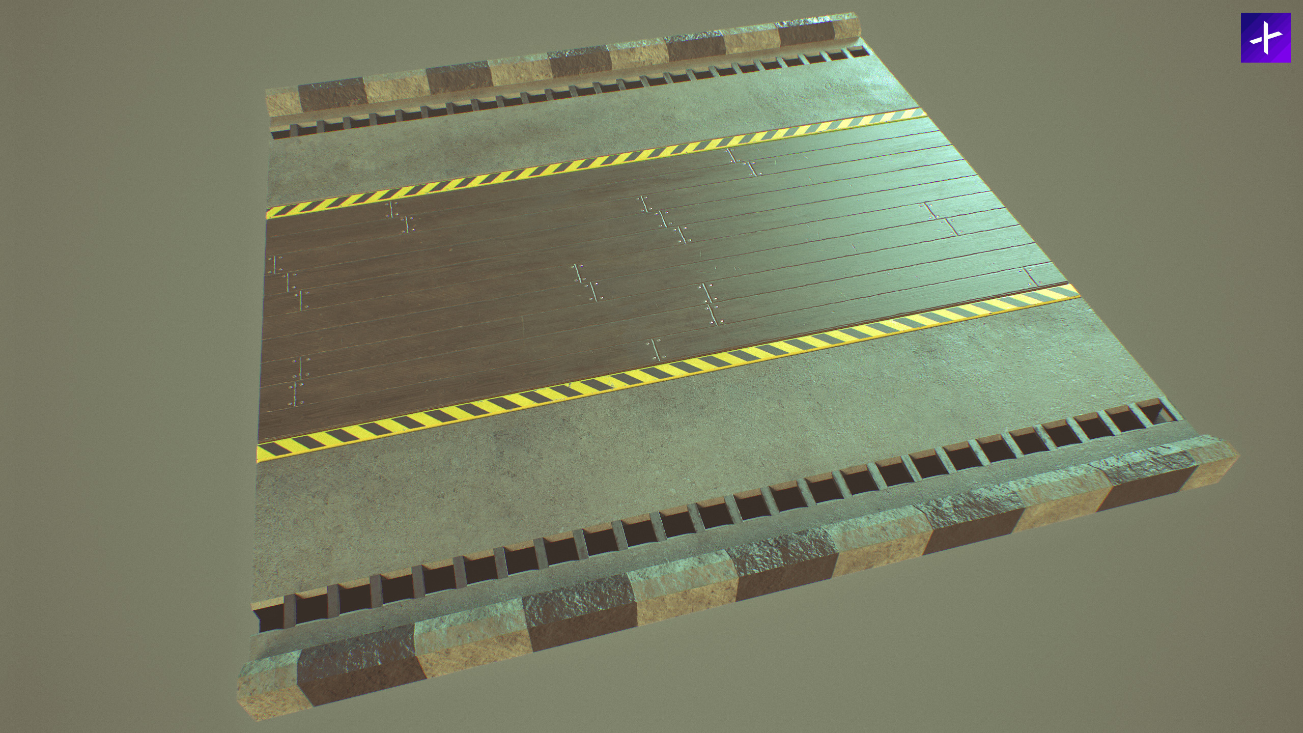 Modular Urban Concrete Barrier Vol 2 Low-poly 3D model_3