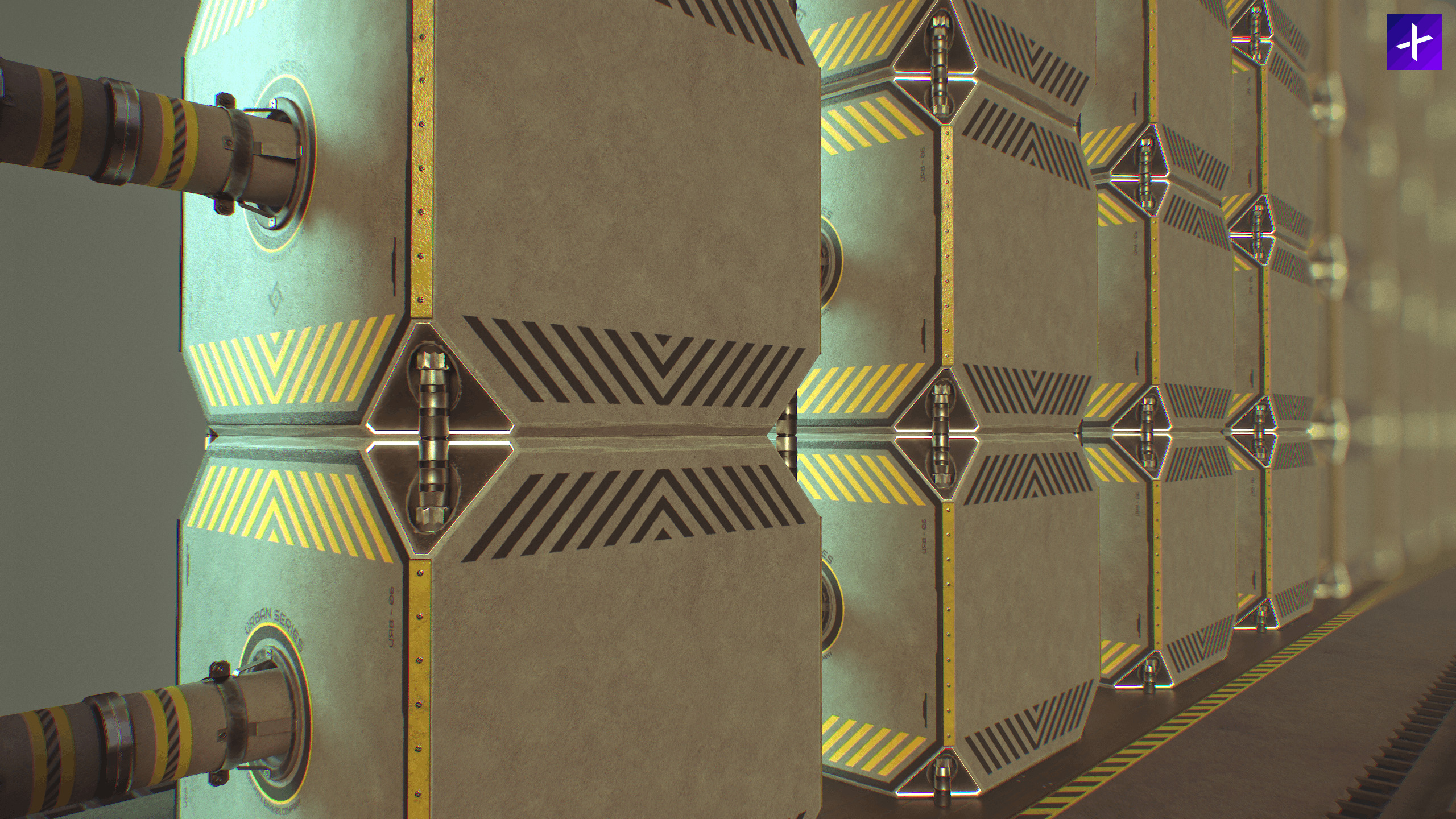 Modular Urban Concrete Barrier Vol 2 Low-poly 3D model_4