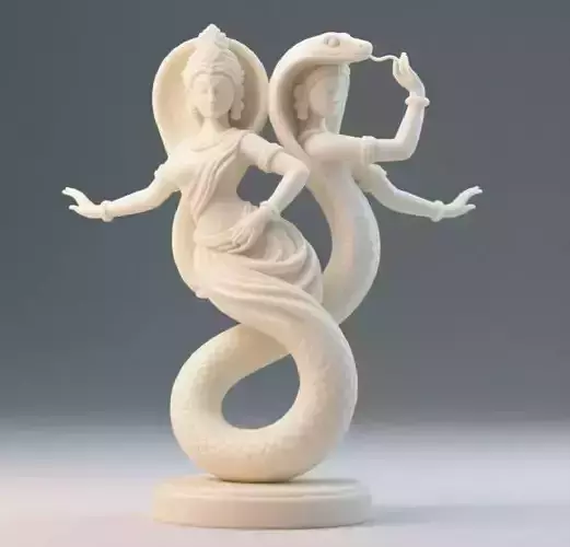 44 Dancing Two Headed Snake Woman 3D Printed Statue fantasy