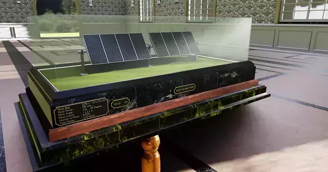 Solar Energy Single Panel Tracker System 1x2x8 Diorama Low-poly 3D model