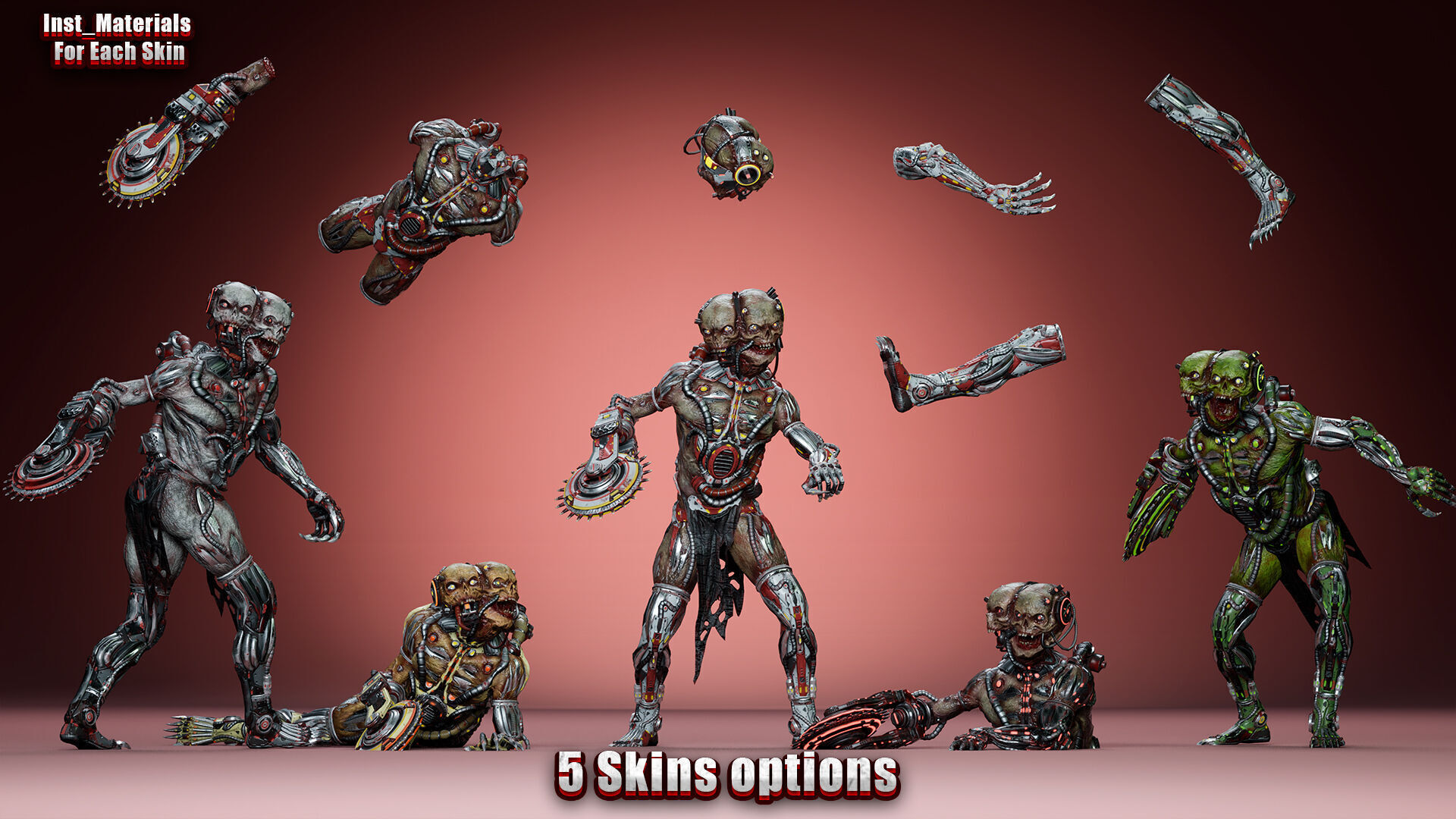 Cyborg Mutant2 Low-poly 3D model_2