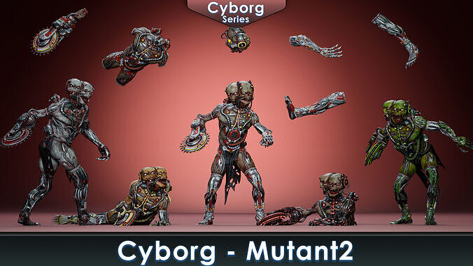 Cyborg Mutant2 Low-poly 3D model