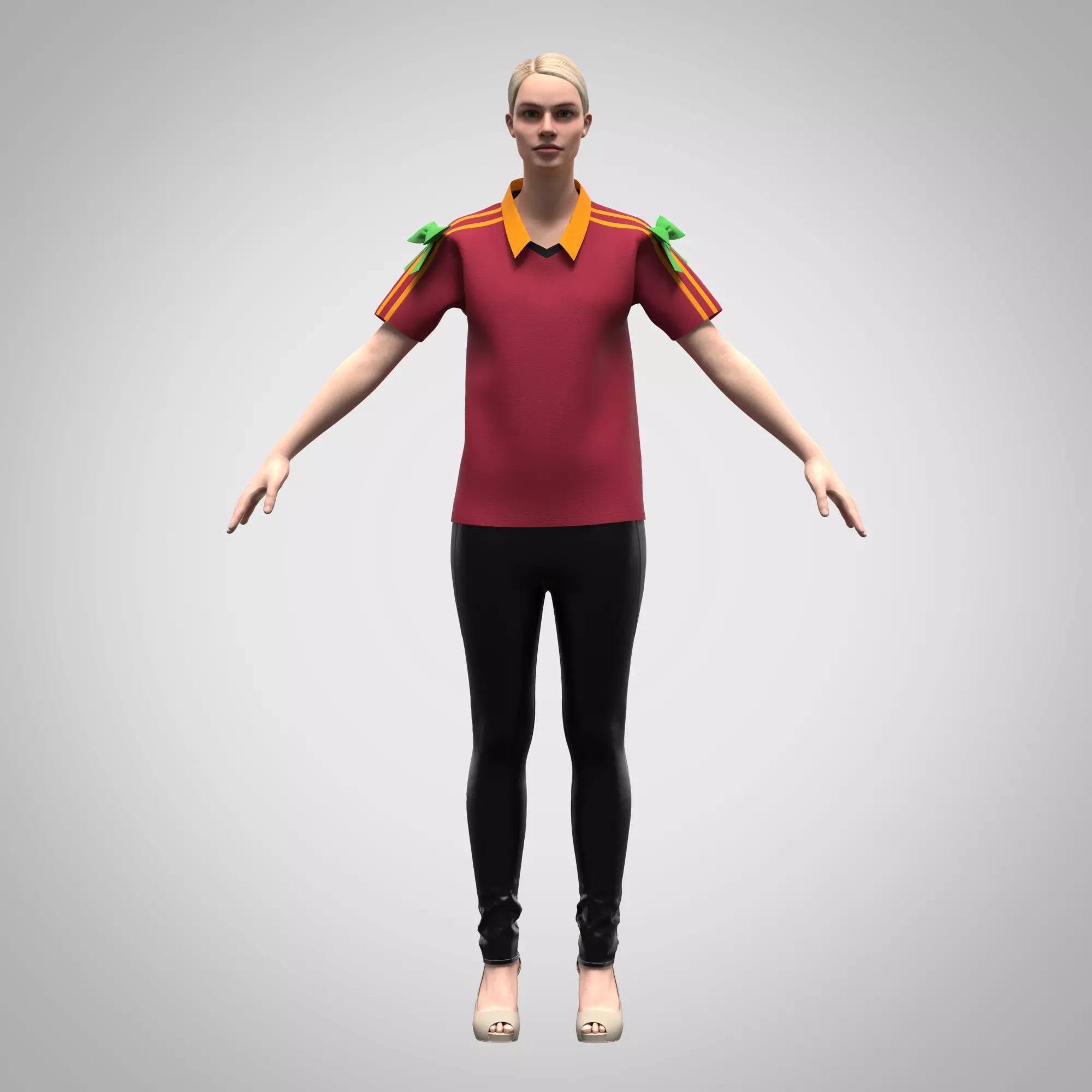 womens football t-shirt rigged model Low-poly 3D model