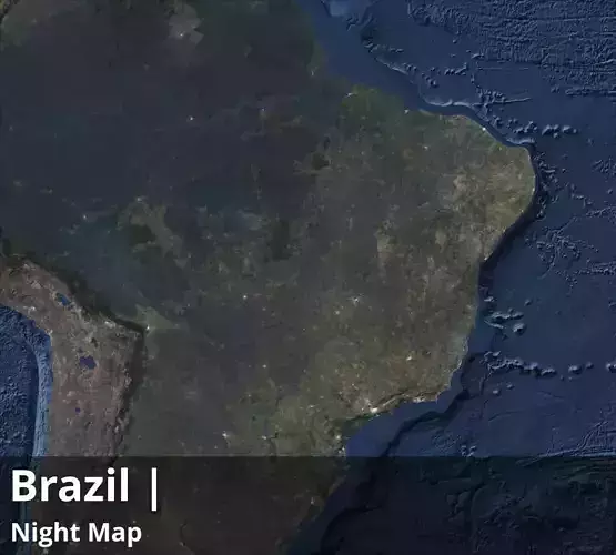Brazil Satellite Night OldStyle and Lightning 14k High res Maps Texture