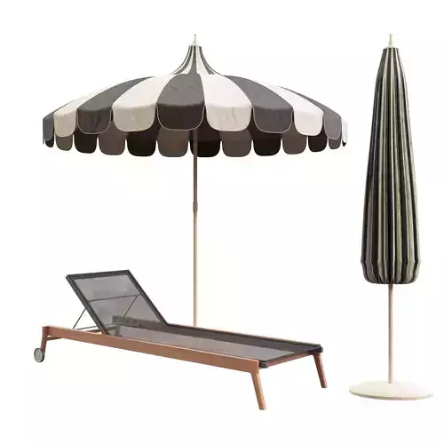 garden umbrella and sunbed