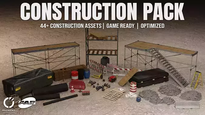 Construction Pack - 45 Game Ready Props with 4K PBR Textures