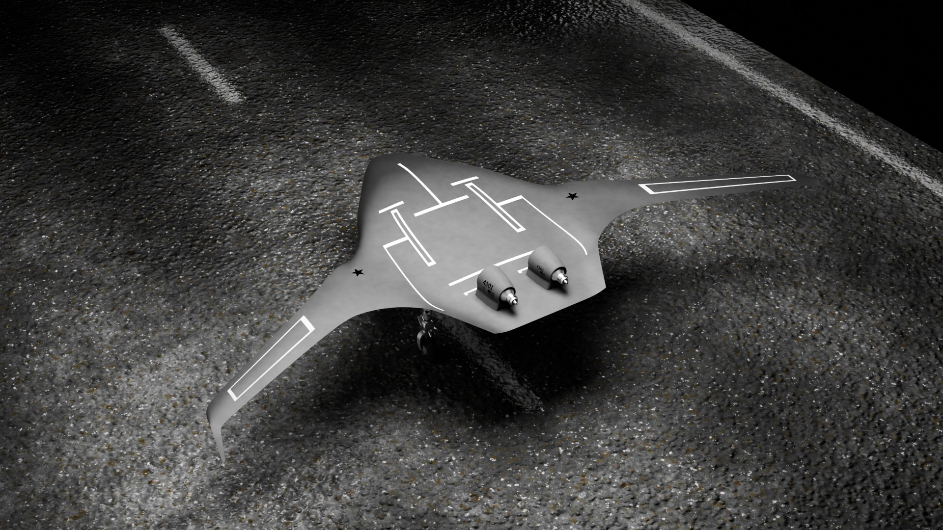 futuristic stealth jet drone  Concept Military Aircraft 3D Model 3D model_1