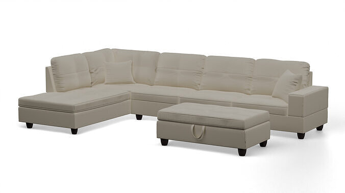 Sofa with ottoman 3d model 3D model