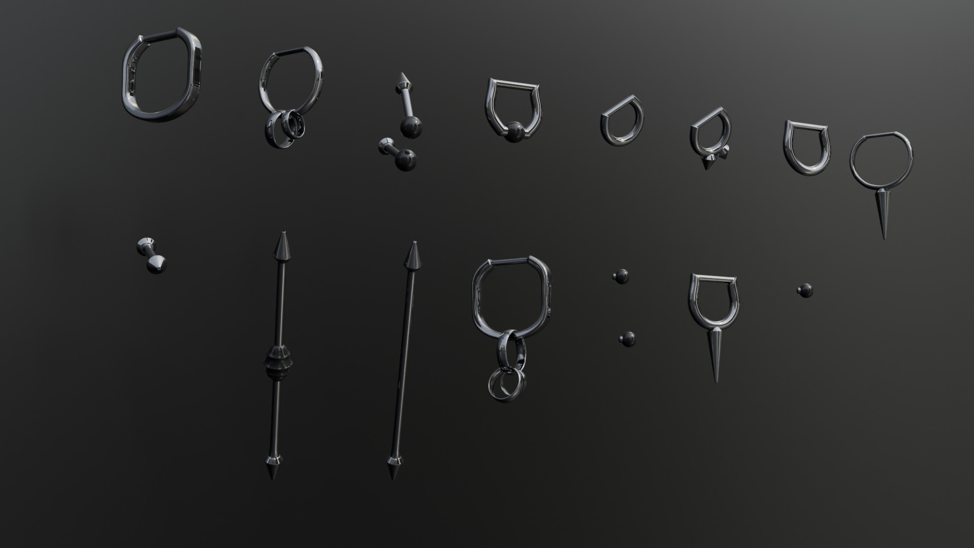 Punk Piercing Collection 15 Models 3D model_2
