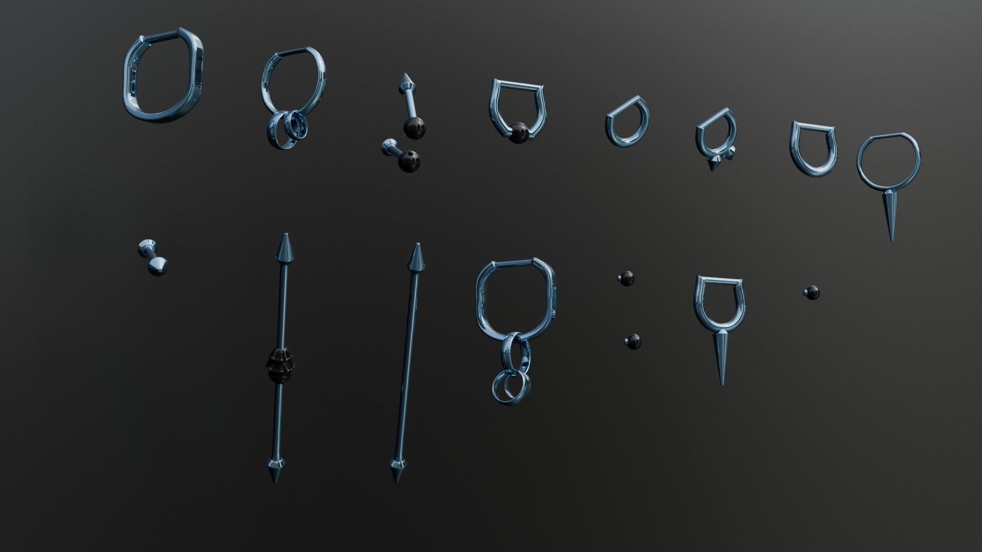 Punk Piercing Collection 15 Models 3D model_11