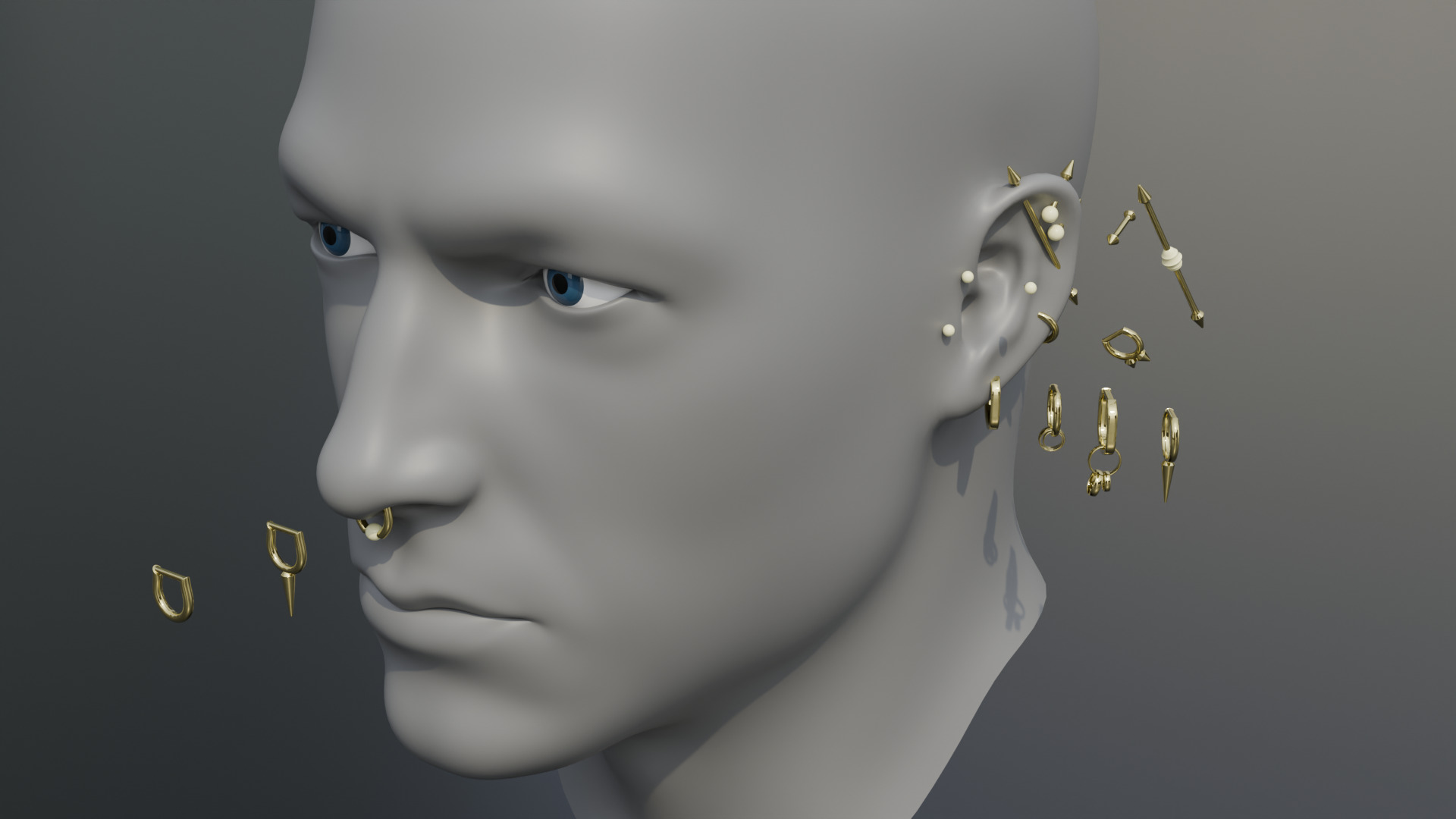 Punk Piercing Collection 15 Models 3D model_7