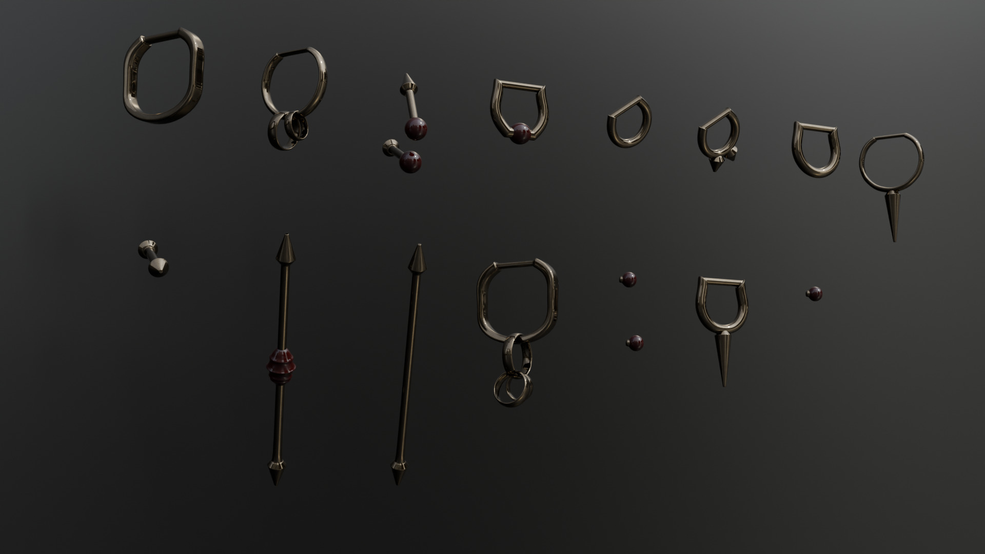 Punk Piercing Collection 15 Models 3D model_5