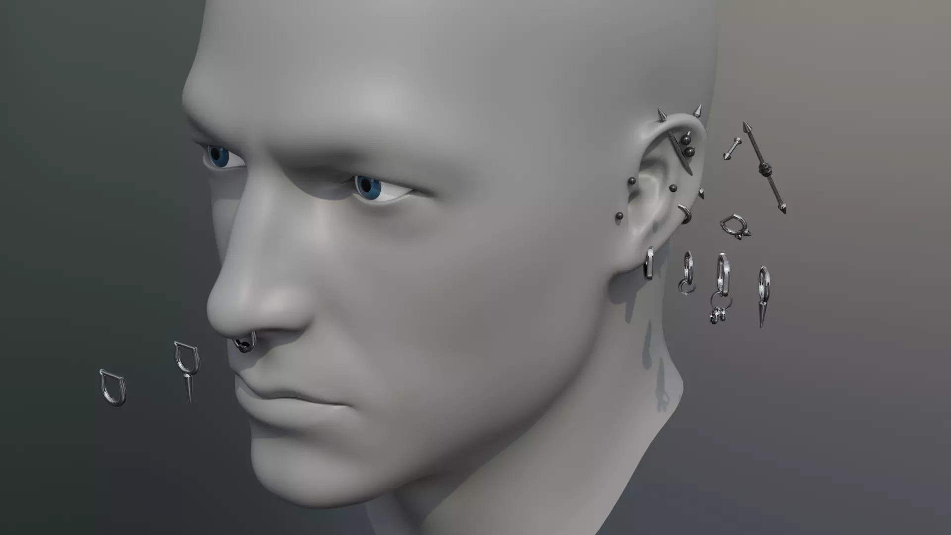 Punk Piercing Collection 15 Models 3D model_0