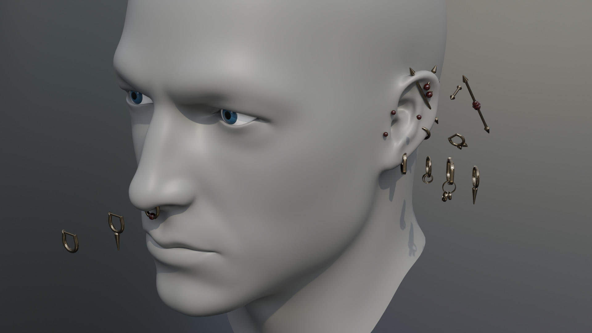 Punk Piercing Collection 15 Models 3D model_4
