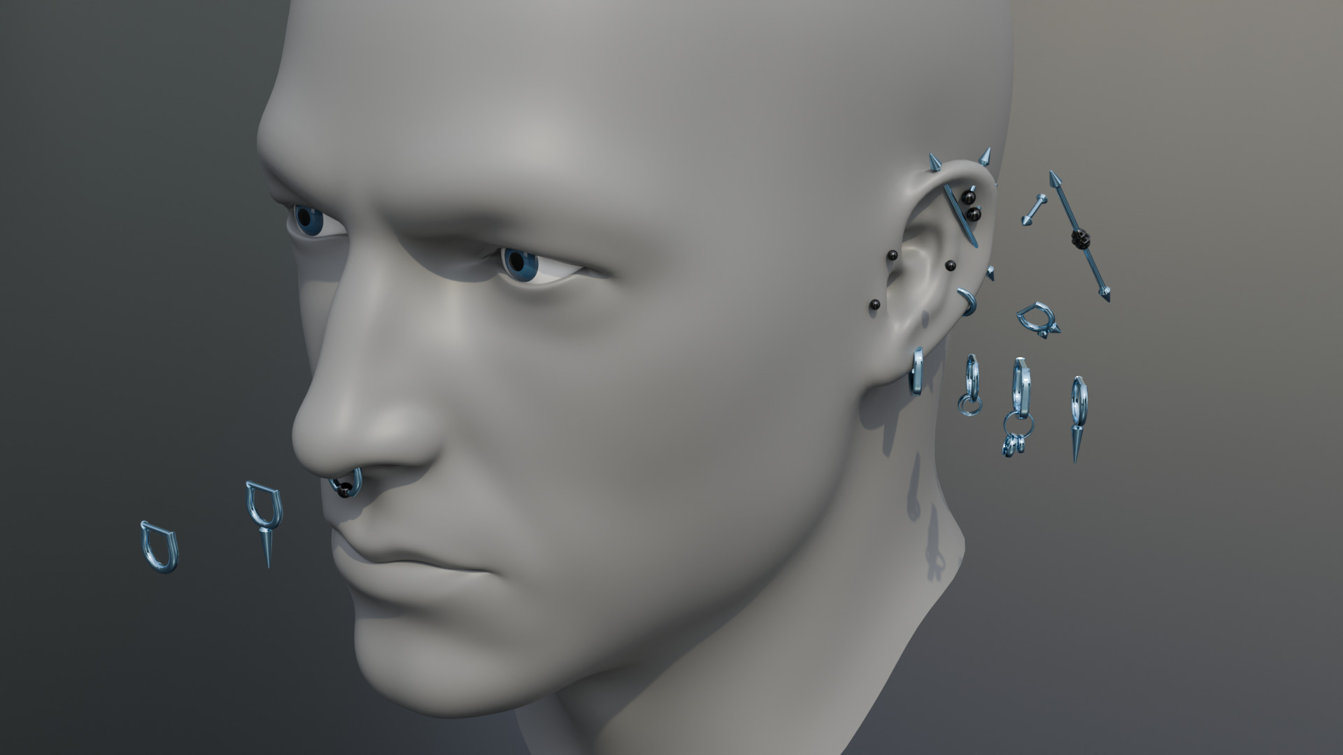Punk Piercing Collection 15 Models 3D model_10