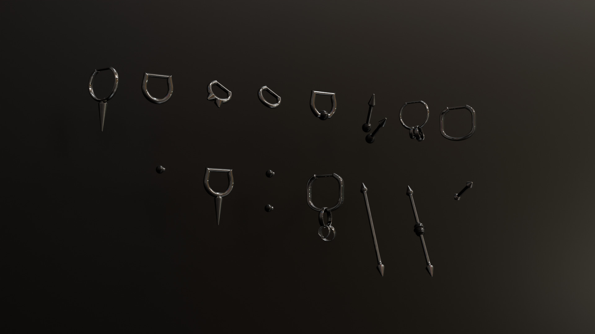 Punk Piercing Collection 15 Models 3D model_3