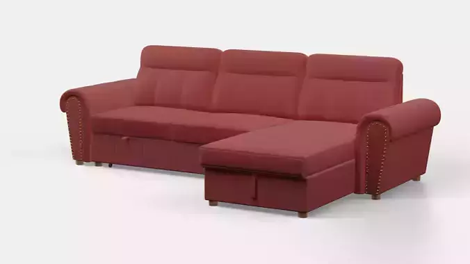 3 Seater brown fabric textured Sofa 3D model