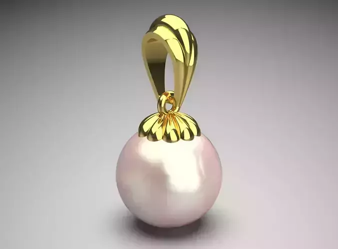 minimal stl 3dm gold pearl pendant pp0020