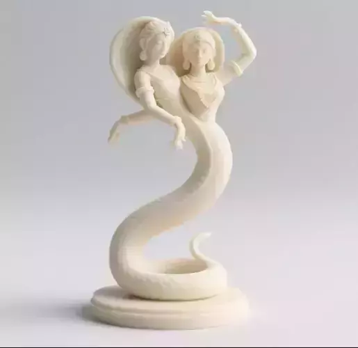 47 Dancing Two Headed Snake Woman 3D Printed Statue pug serpent