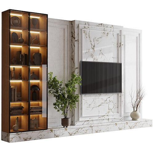 TV Wall set 26 Low-poly 3D model