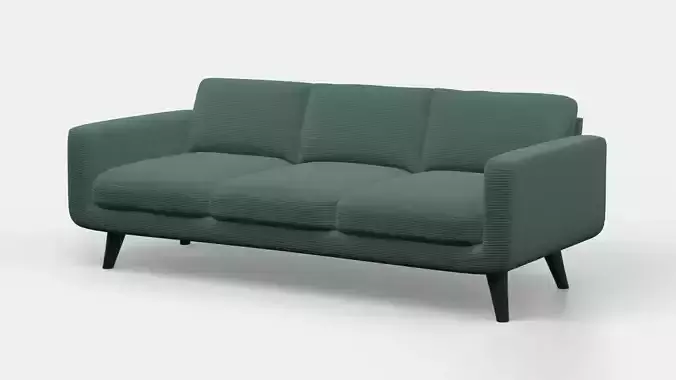 3 Seater Sofa With Green Fabric Texture 3D model