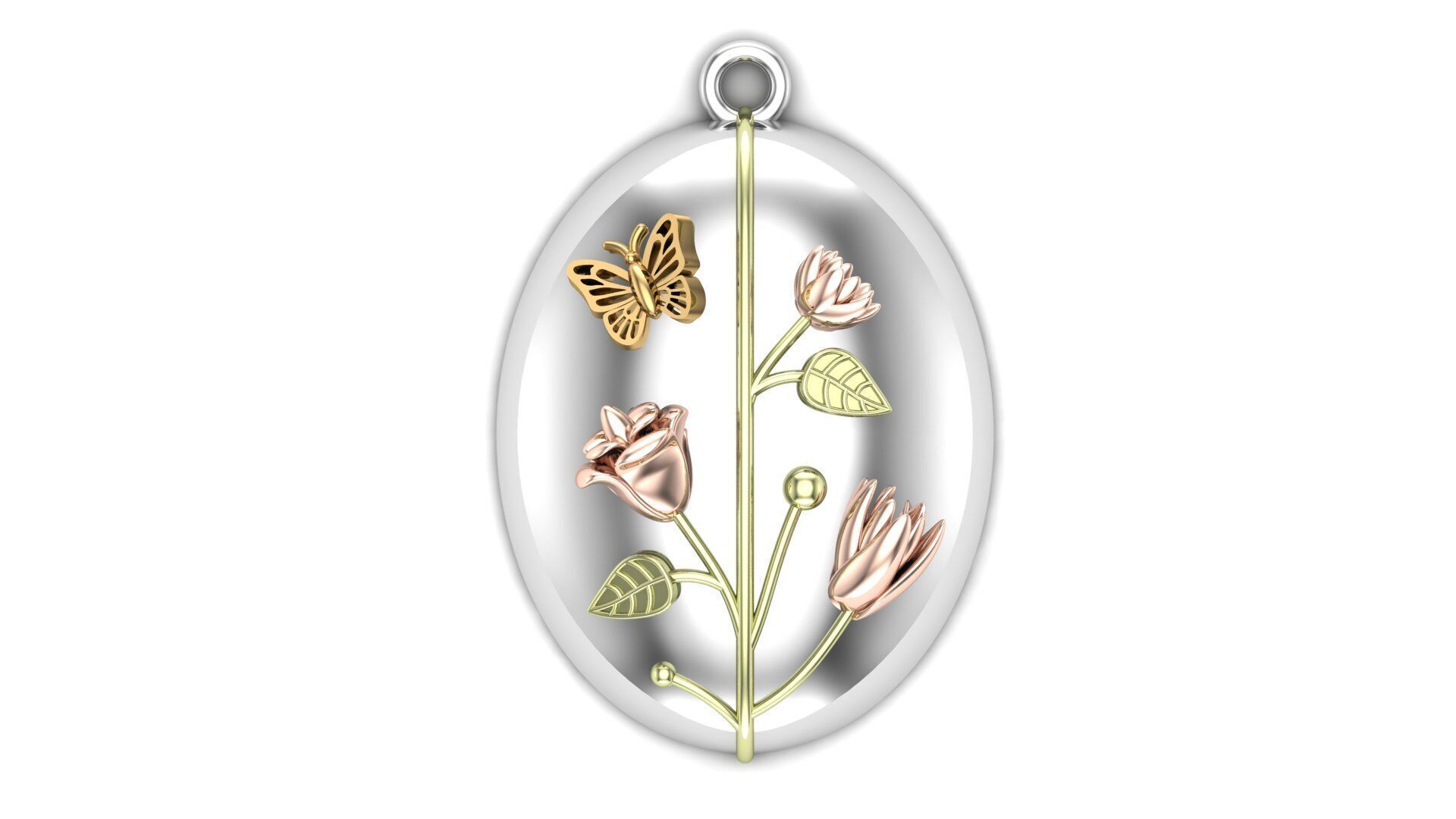 Oval Pendant Flower 3D print model_1