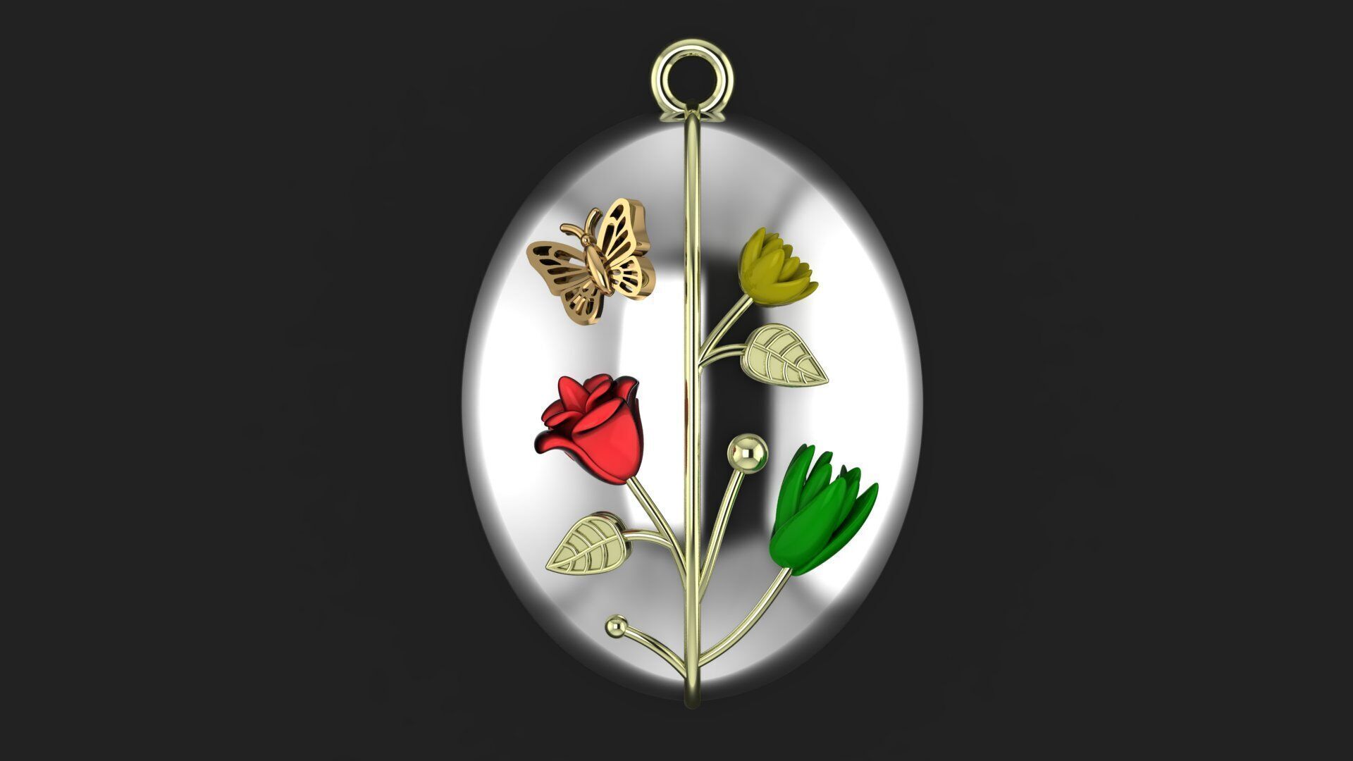 Oval Pendant Flower 3D print model_5