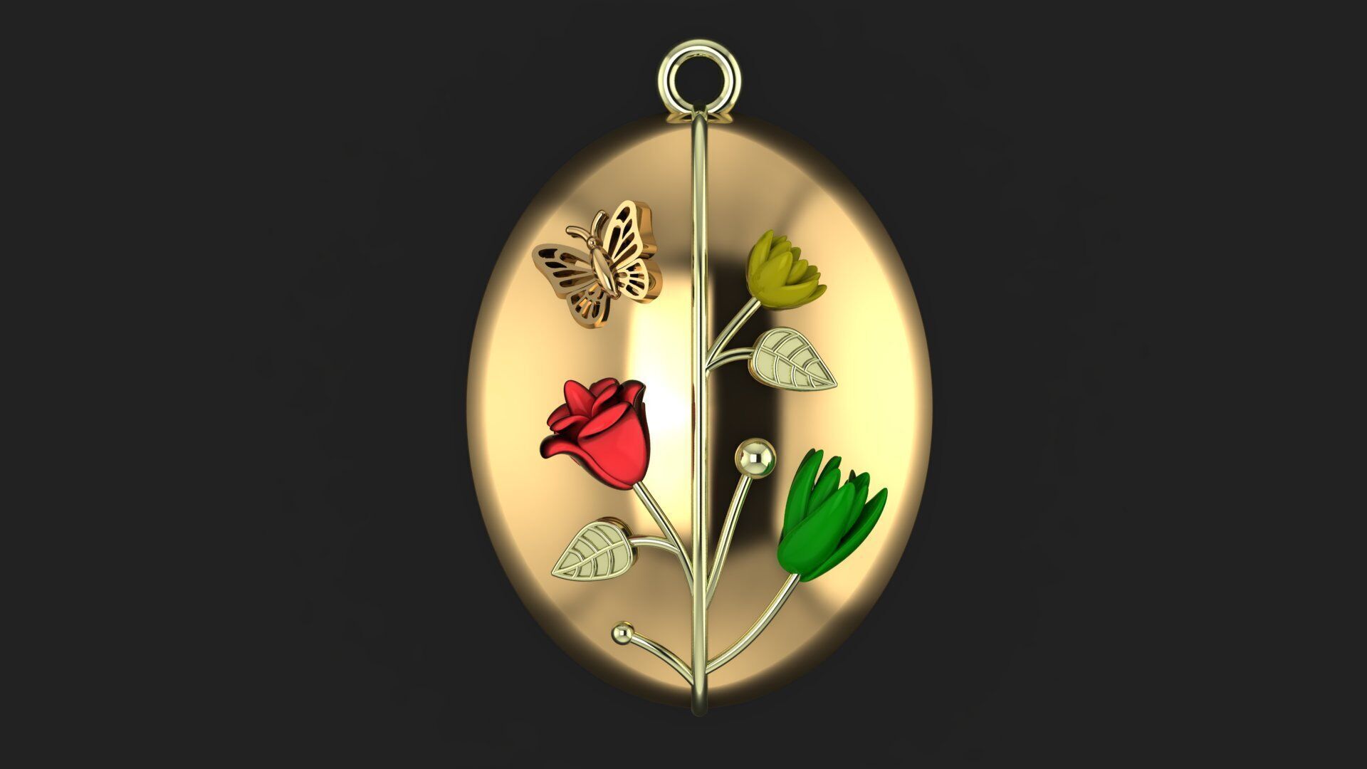 Oval Pendant Flower 3D print model_6