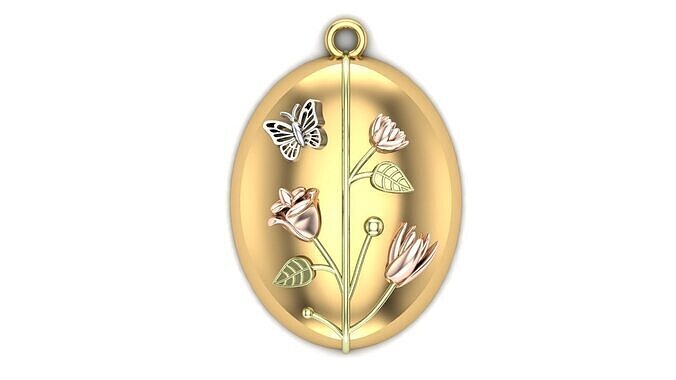 Oval Pendant Flower 3D print model