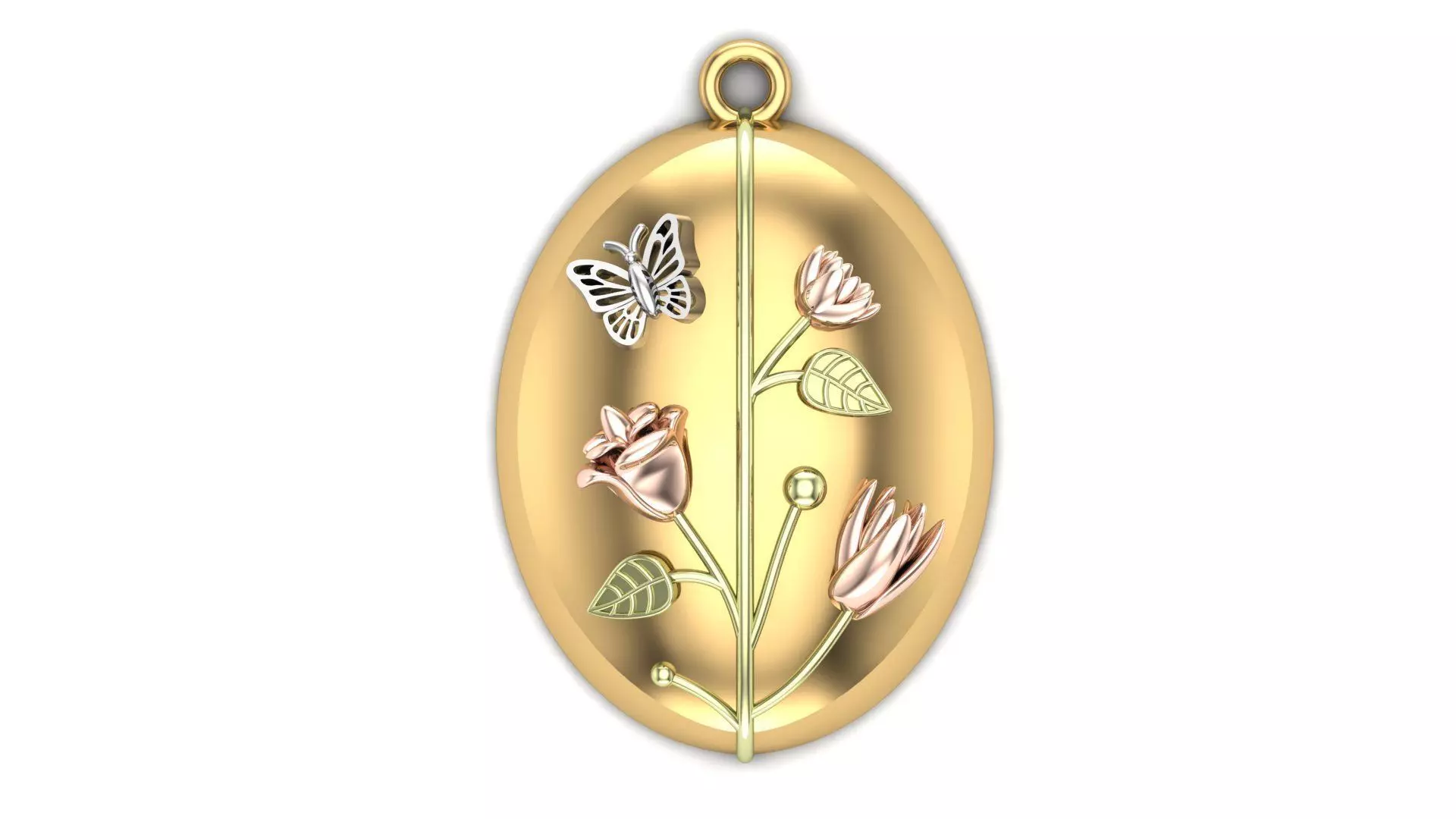 Oval Pendant Flower 3D print model_0