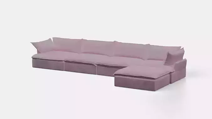 4 Seater Pink Velvet Texture Sofa