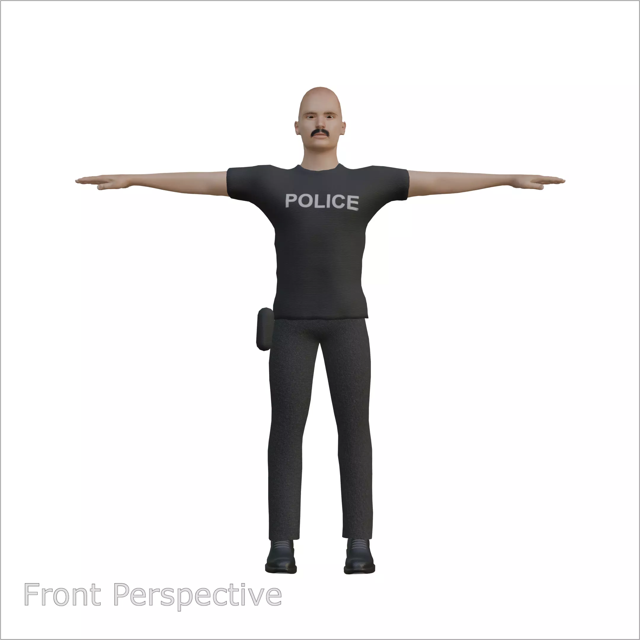 Black Outfit Officer Character 3D model