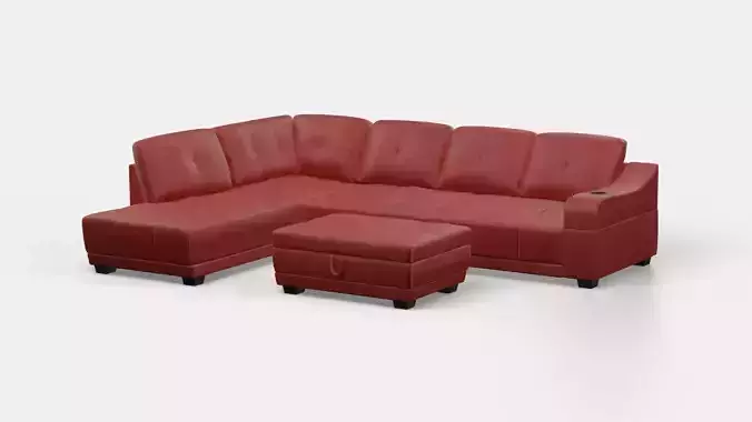 6 Seater Sofa and Ottoman With brown Leather texture