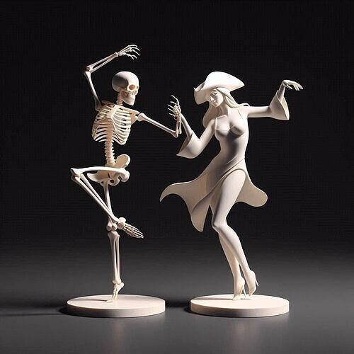 48 Dancing Skeleton Ivory 3D Models werewolf serpent cat fantasy 3D print model