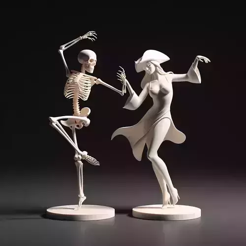 48 Dancing Skeleton Ivory 3D Models werewolf serpent cat fantasy