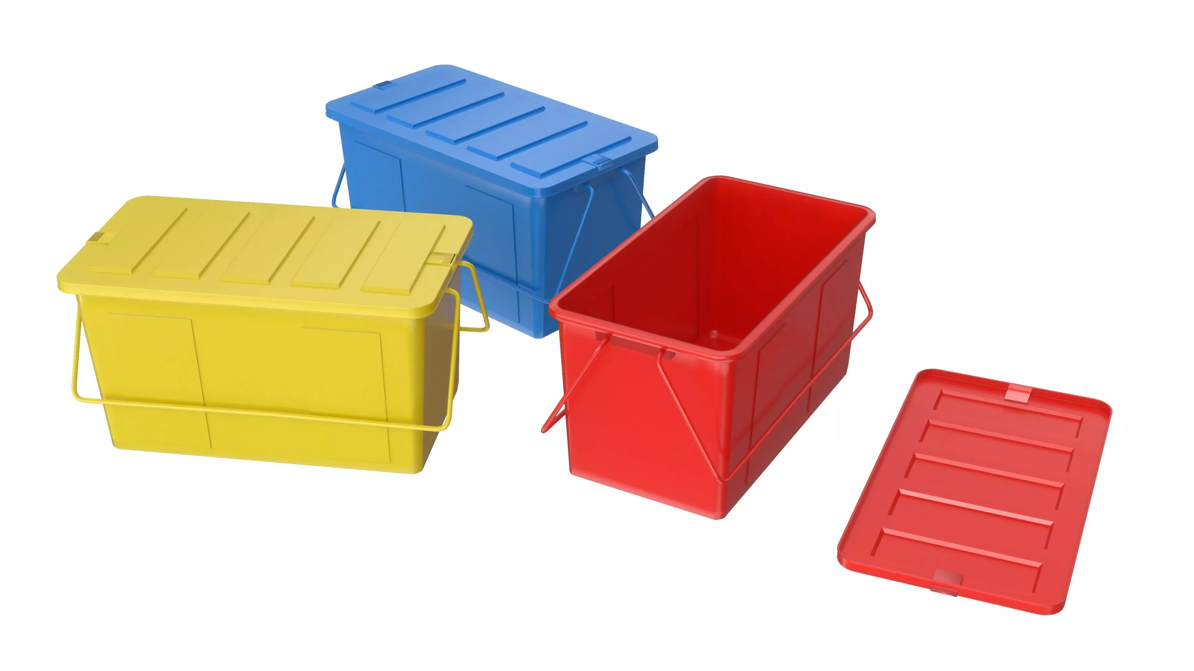 Plastic Box 3D Model Set Low-poly 3D model_0