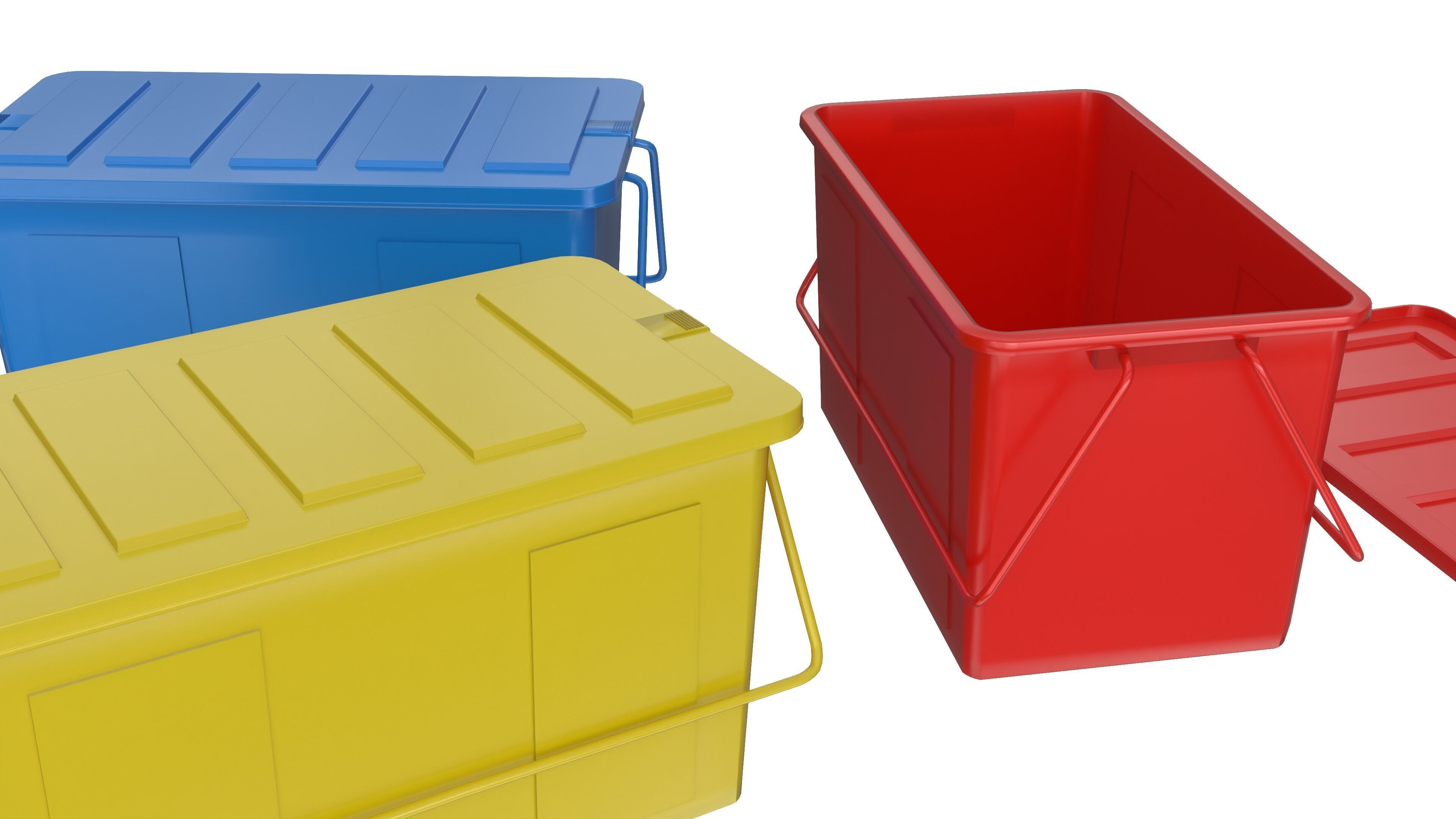 Plastic Box 3D Model Set Low-poly 3D model_2