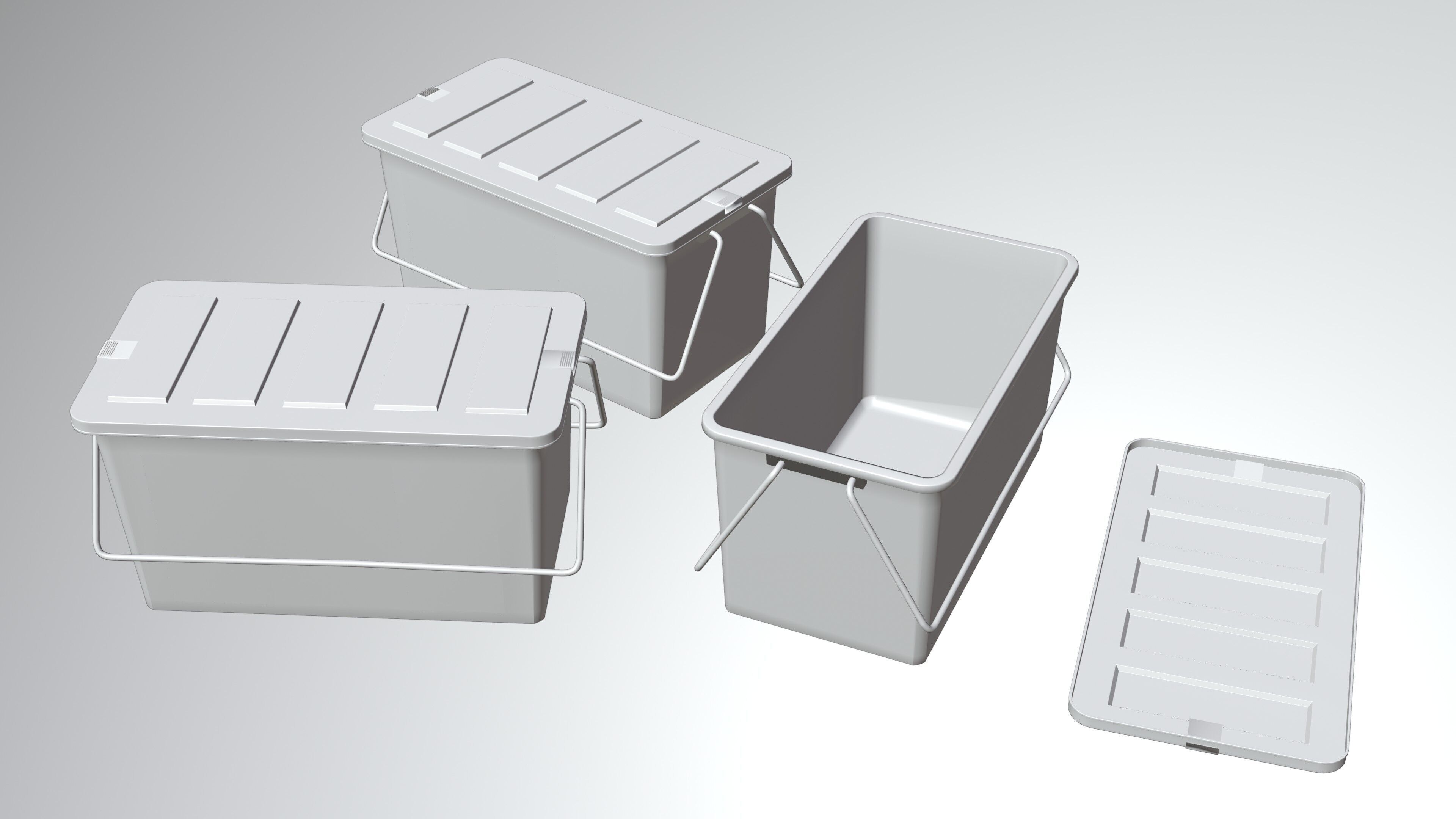 Plastic Box 3D Model Set Low-poly 3D model_9