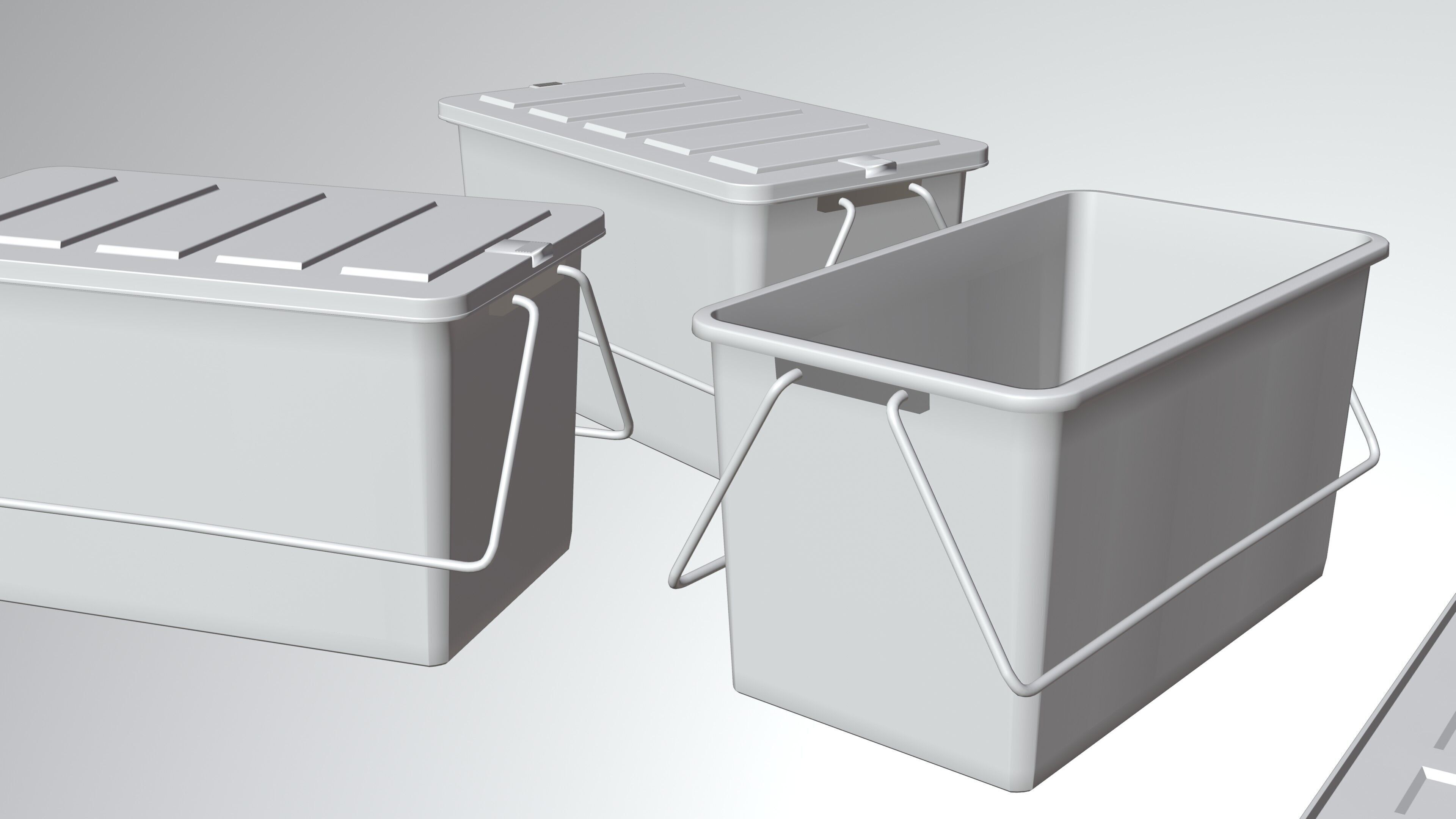 Plastic Box 3D Model Set Low-poly 3D model_11