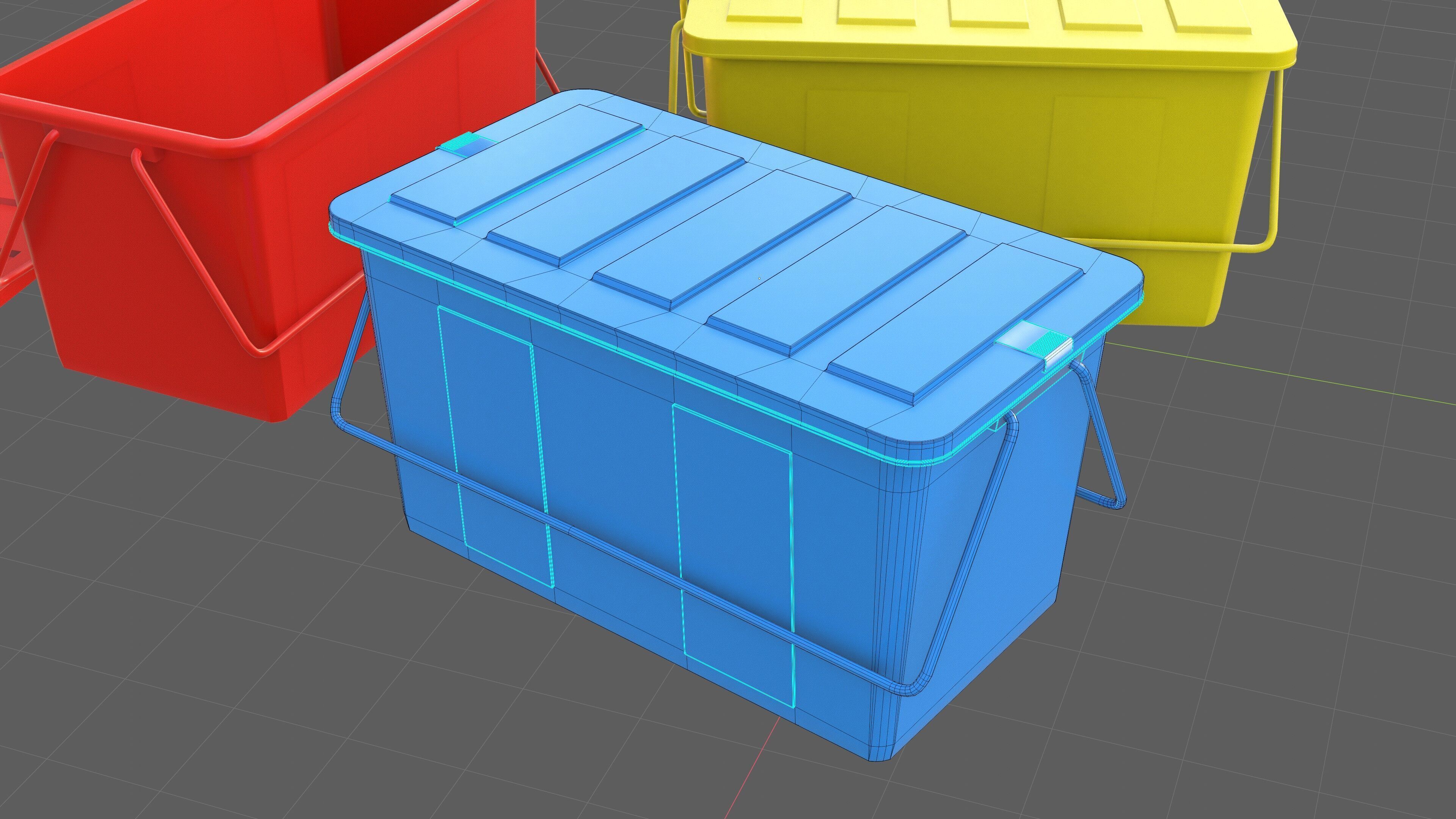 Plastic Box 3D Model Set Low-poly 3D model_5