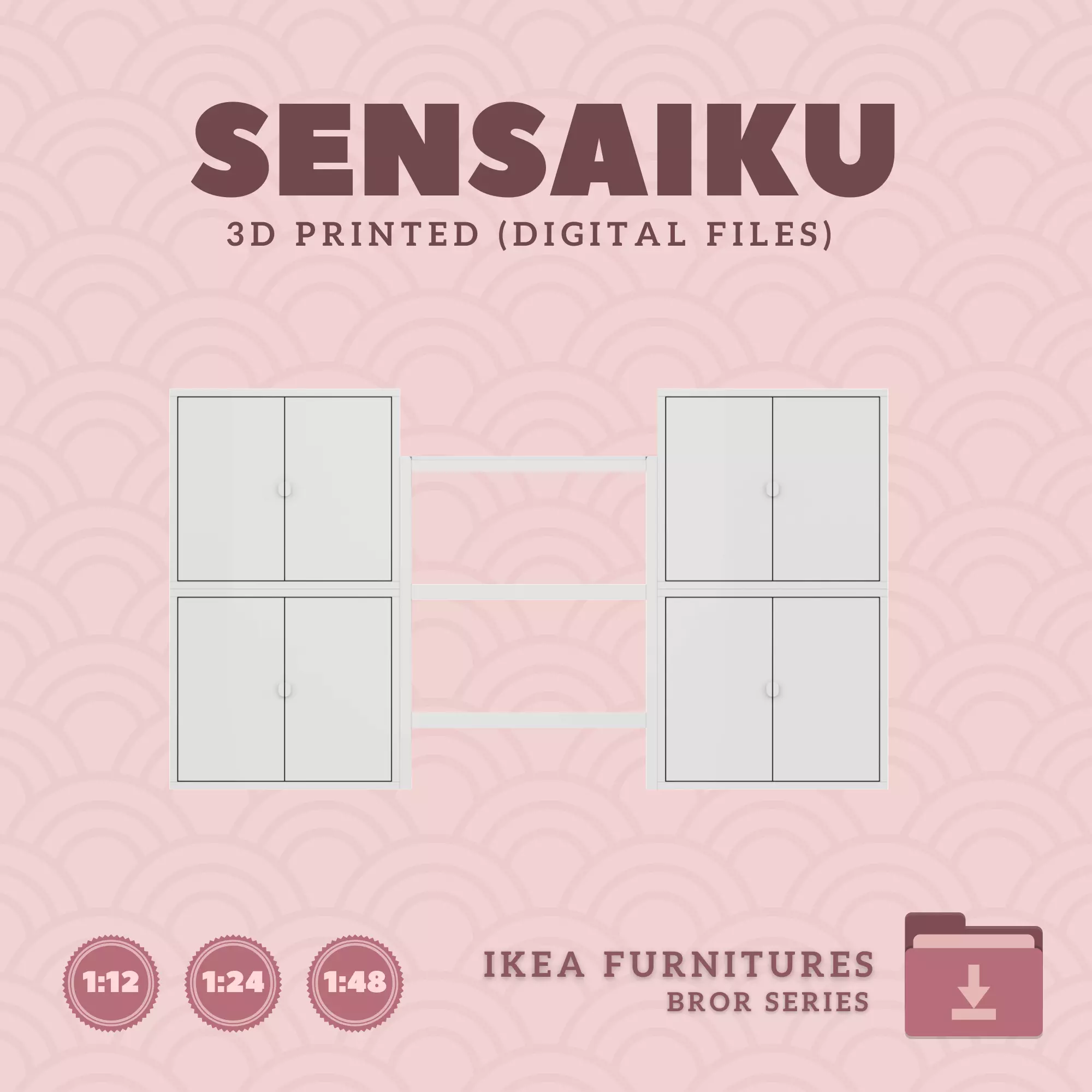 5 BROR Shelf with Cabinet for Dollhouse - IKEA - 3D Print 3D print model