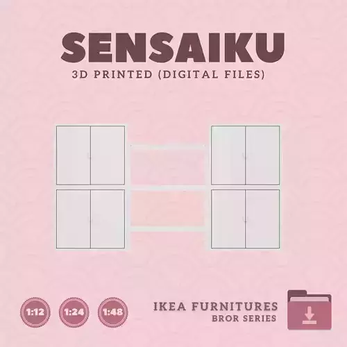 5 BROR Shelf with Cabinet for Dollhouse - IKEA - 3D Print 3D print model