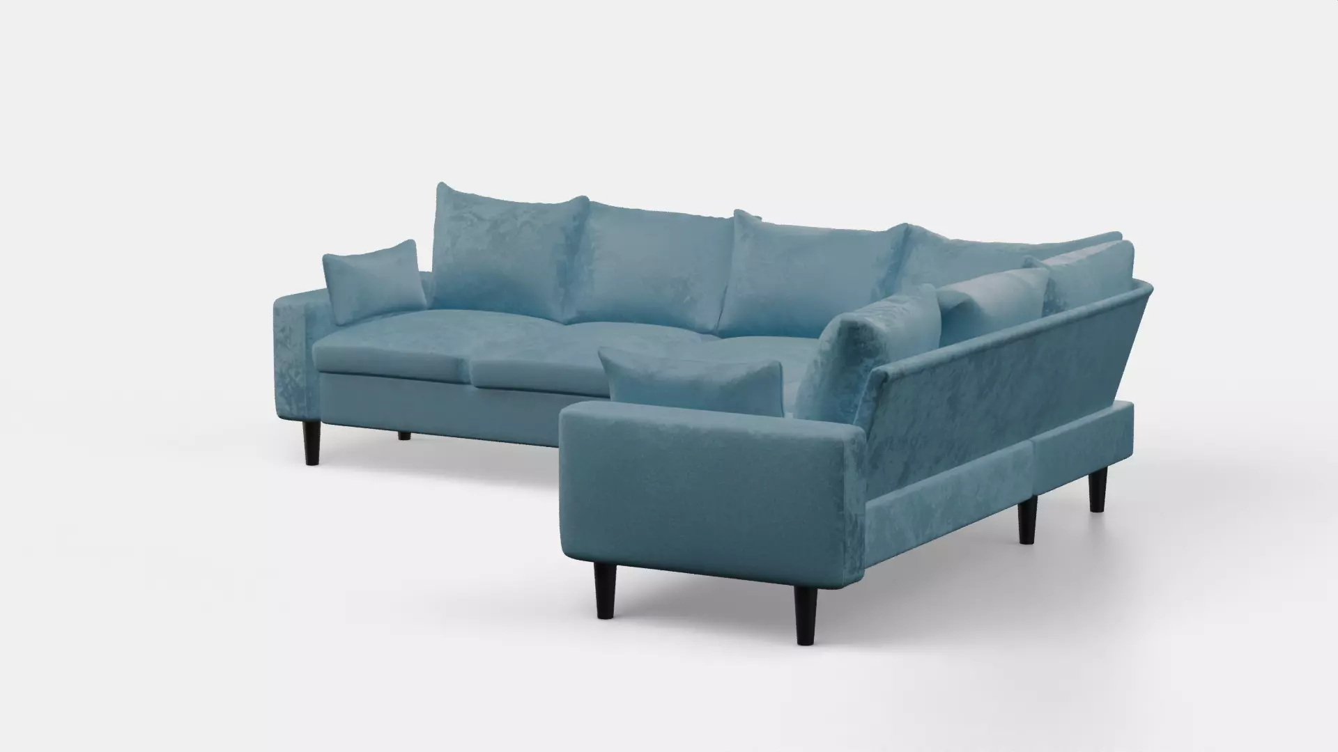 6 Seater Sofa with blue Velvet Sofa 3D model 3D model_0