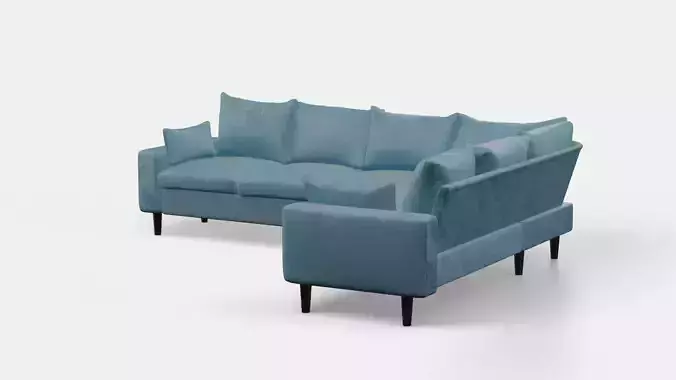 6 Seater Sofa with blue Velvet Sofa 3D model