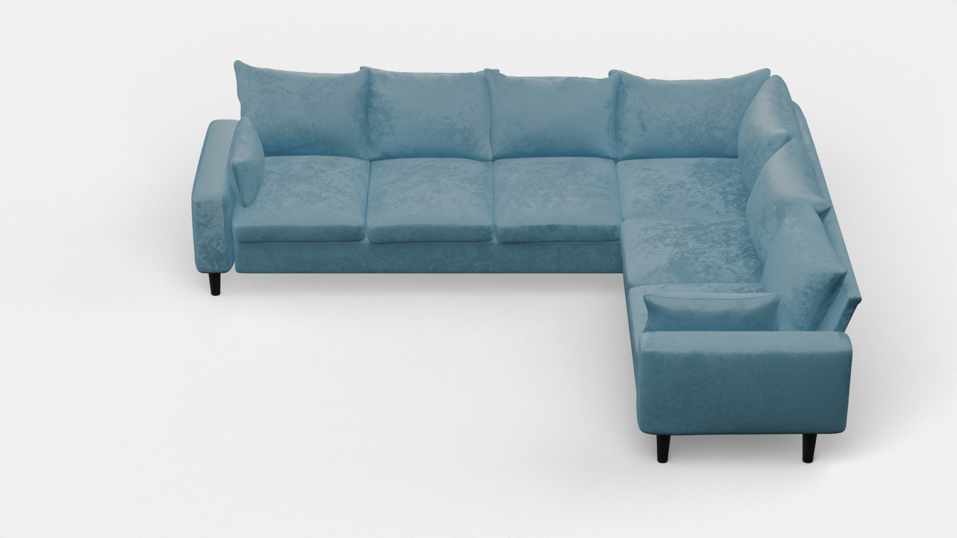 6 Seater Sofa with blue Velvet Sofa 3D model 3D model_2
