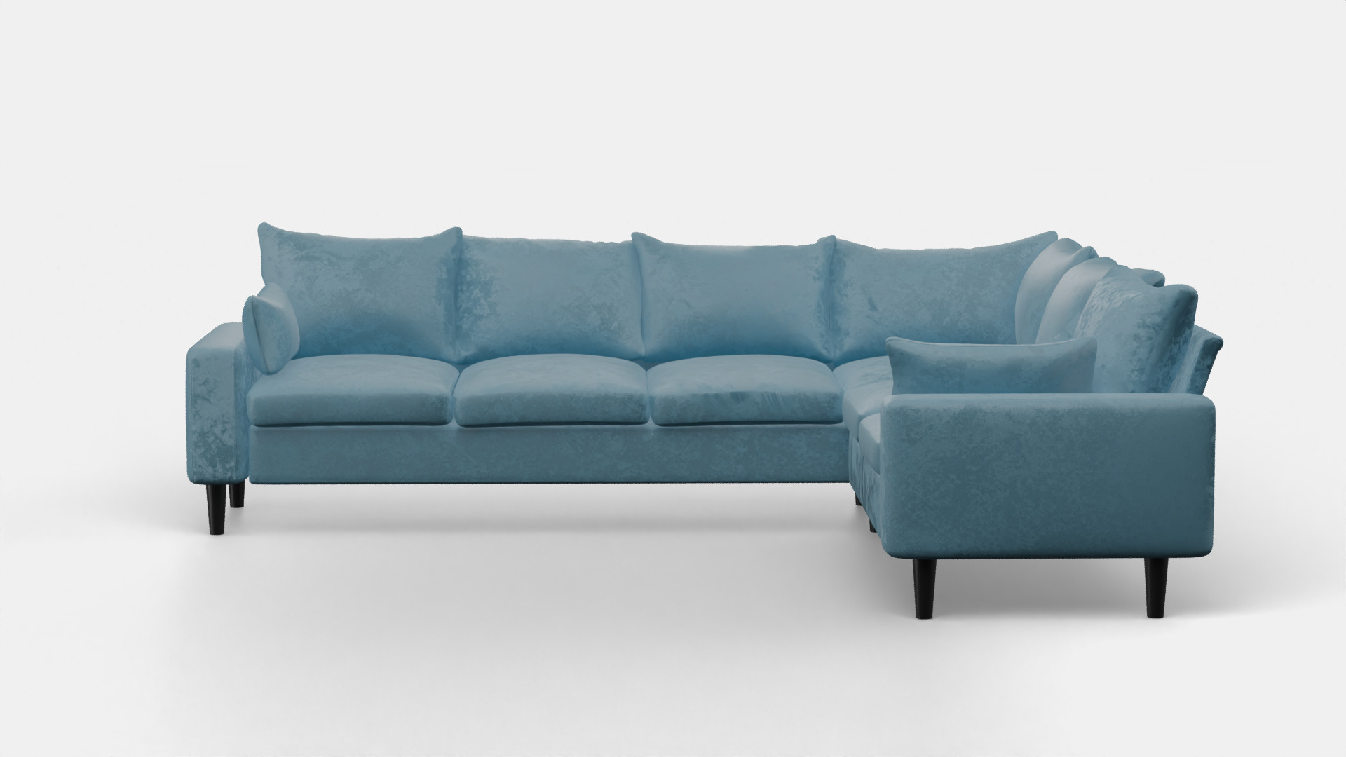 6 Seater Sofa with blue Velvet Sofa 3D model 3D model_1